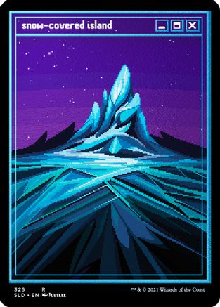Snow-Covered Island (PixelSnowLands.jpg) (Foil Etched) (SLD-326) (Full Art) (Foil)