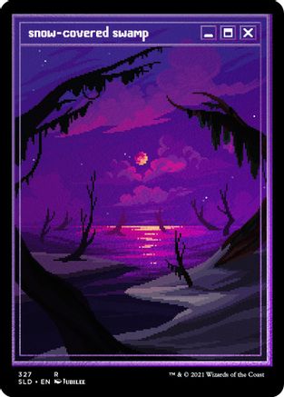 Snow-Covered Swamp (PixelSnowLands.jpg) (Foil Etched) (SLD-327) (Full Art) (Foil)