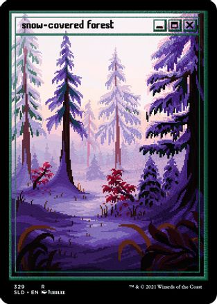 Snow-Covered Forest (PixelSnowLands.jpg) (Foil Etched) (SLD-329) (Full Art) (Foil)
