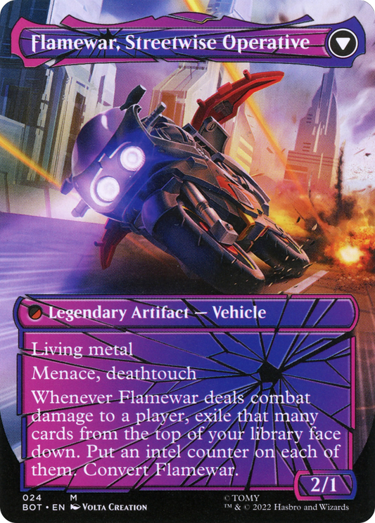 Flamewar, Brash Veteran // Flamewar, Streetwise Operative (BOT-024) (Shattered Glass) (Borderless)