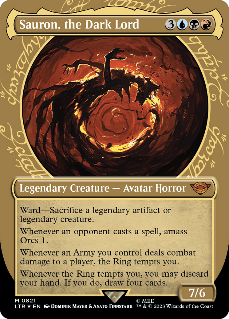 Sauron, the Dark Lord (LTR-821) (Showcase) (Borderless) (Surge Foil)