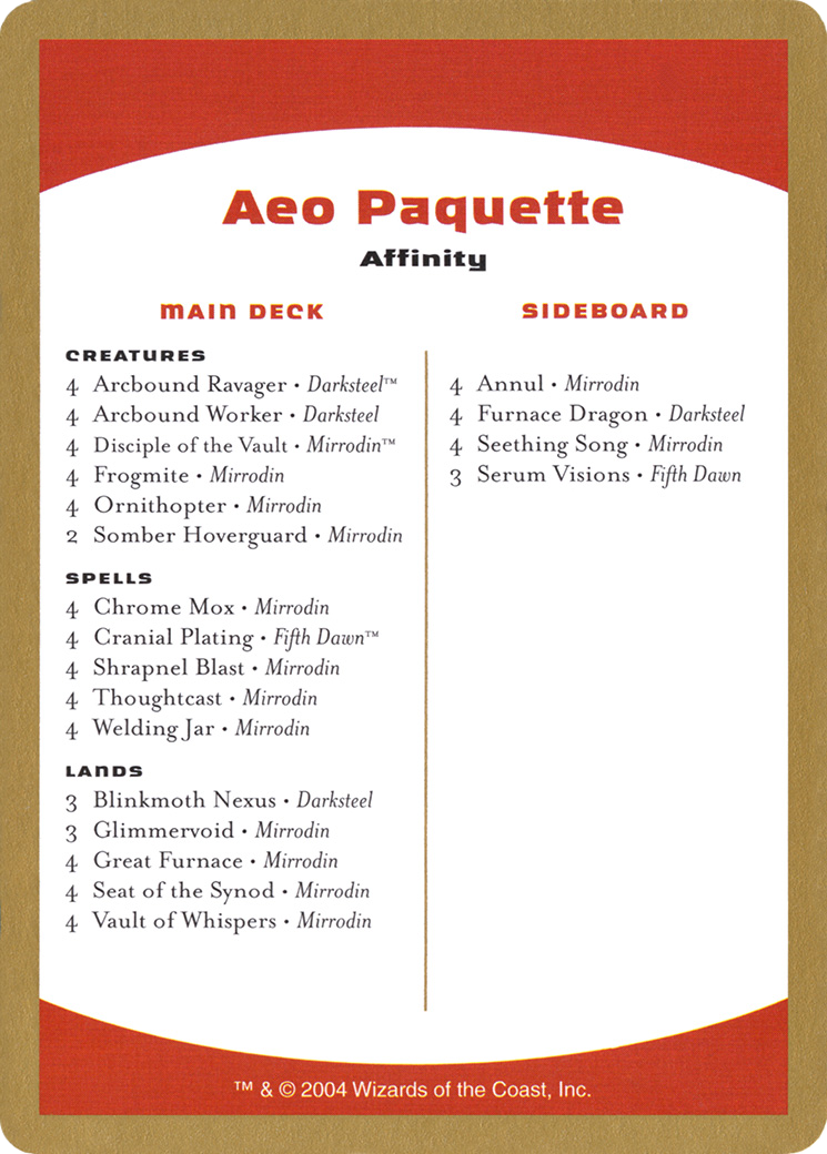 Aeo Paquette Decklist Token (WC04-AP0B)