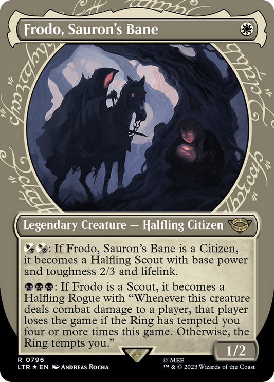 Frodo, Sauron's Bane (LTR-796) (Showcase) (Borderless) (Surge Foil)