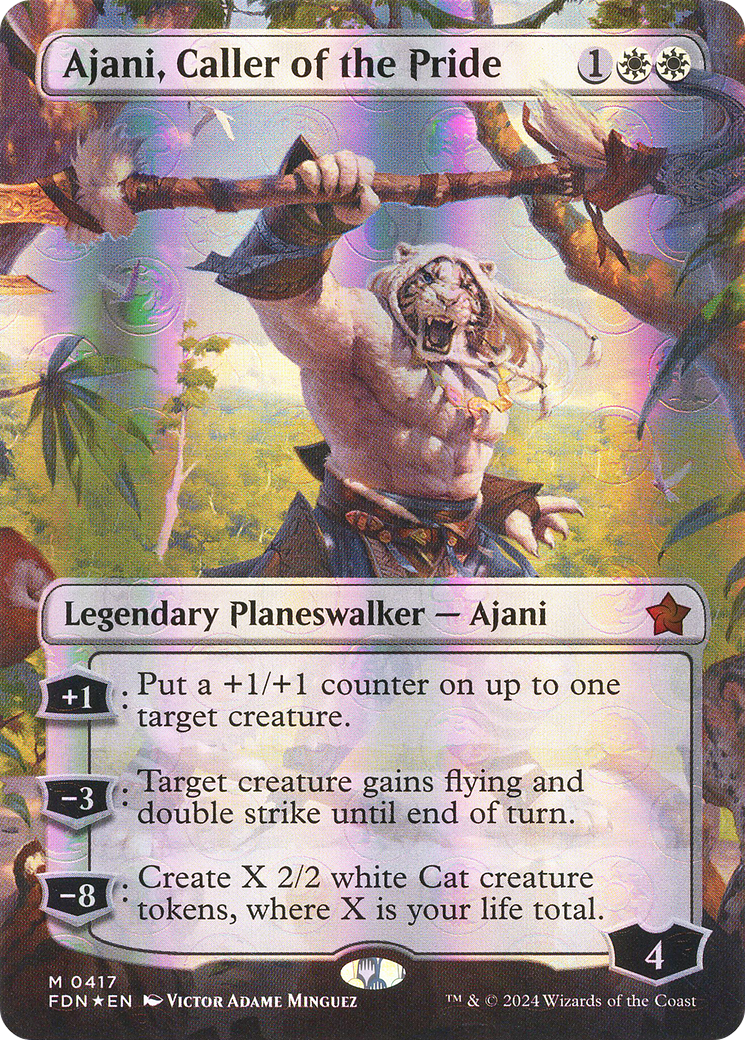 Ajani, Caller of the Pride (FDN-417) (Borderless) (Mana Foil)