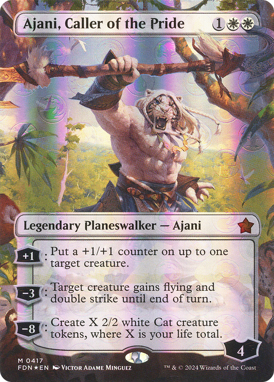 Ajani, Caller of the Pride (FDN-417) (Borderless) (Mana Foil)
