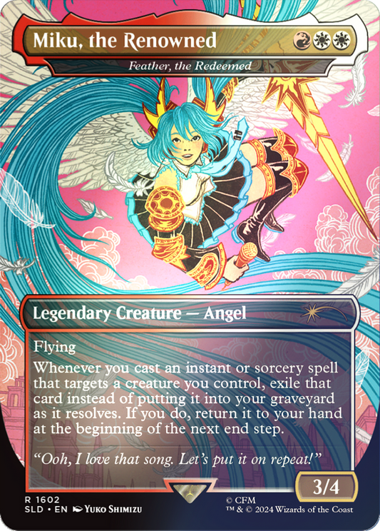 Miku, the Renowned / Feather, the Redeemed (SLD-1602★) (Borderless) (Foil)