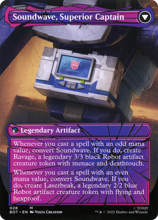 Soundwave, Sonic Spy // Soundwave, Superior Captain (BOT-028) (Shattered Glass) (Borderless) (Foil)