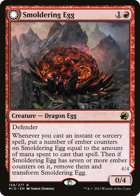 Smoldering Egg // Ashmouth Dragon (MID-159) (Foil)