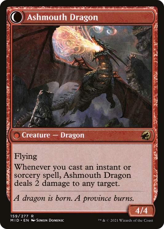 Smoldering Egg // Ashmouth Dragon (MID-159) (Foil)