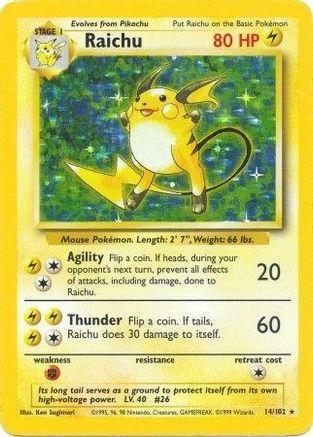 Raichu (BS-014) (Holofoil)