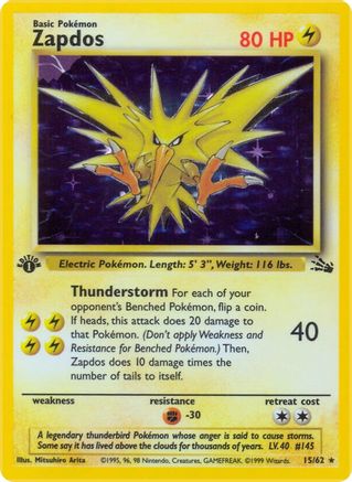 Zapdos (15) (FO-015) (1st Edition Holofoil)
