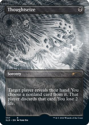 Thoughtseize (Borderless) (Foil Etched) (SLD-1117) (Foil)
