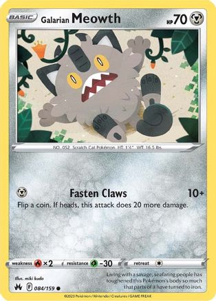 Galarian Meowth (CRZ-084) (Reverse Holofoil)