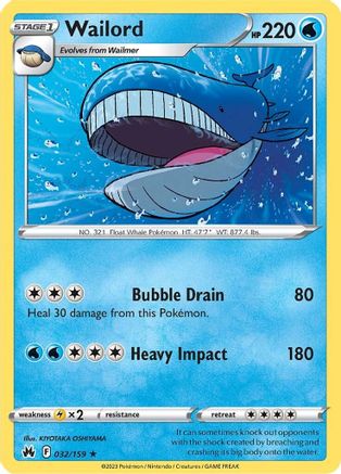 Wailord (CRZ-032) (Reverse Holofoil)