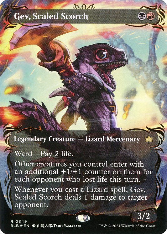Gev, Scaled Scorch (BLB-349) (Showcase) (Borderless) (Raised Foil)