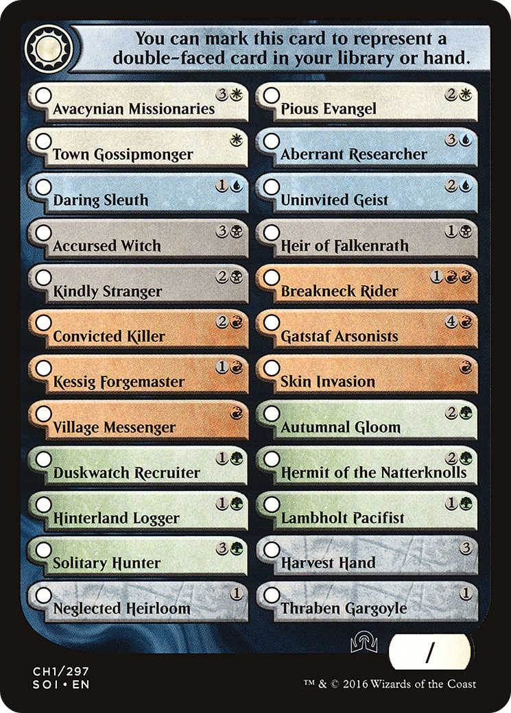 Shadows Over Innistrad Checklist 1 Token (SOI-CH1)