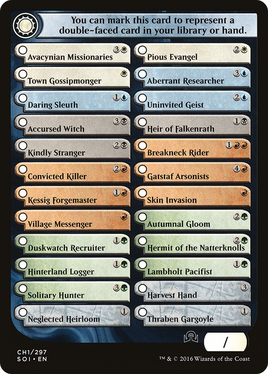 Shadows Over Innistrad Checklist 1 Token (SOI-CH1)
