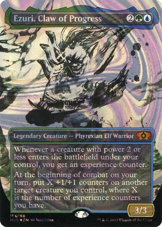 Ezuri, Claw of Progress (MUL-168) (Showcase) (Borderless) (Halo Foil)