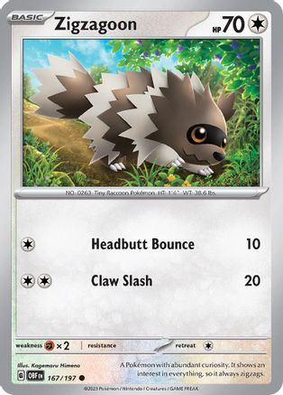 Zigzagoon (OBF-167) (Reverse Holofoil)