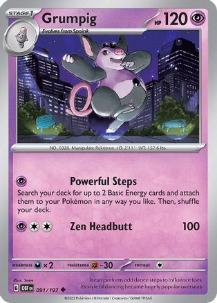 Grumpig (OBF-091) (Reverse Holofoil)