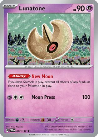 Lunatone (OBF-092) (Reverse Holofoil)
