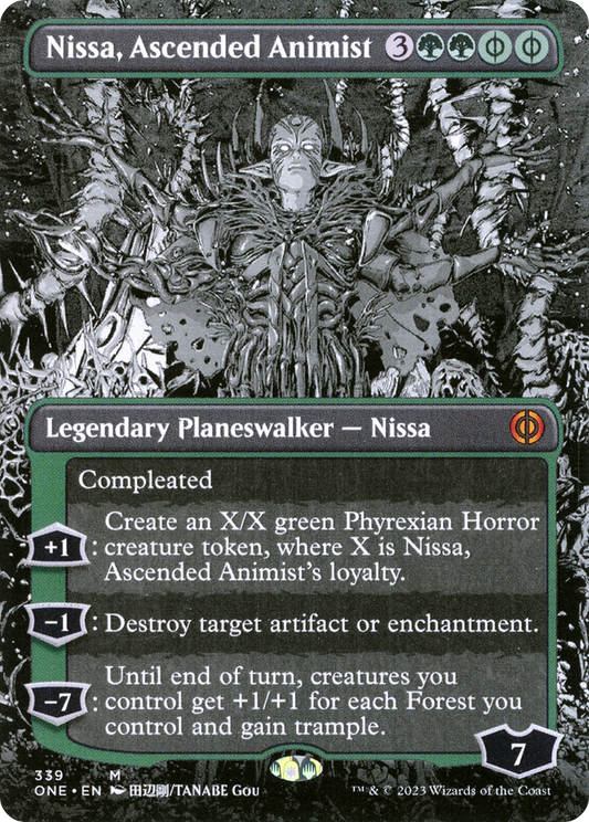 Nissa, Ascended Animist (ONE-339) (Showcase) (Borderless) (Foil)