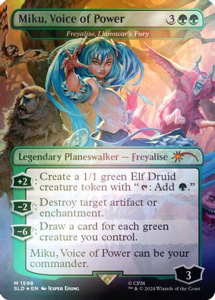 Miku, Voice of Power - Freyalise, Llanowar's Fury (Rainbow Foil) (SLD-1598)