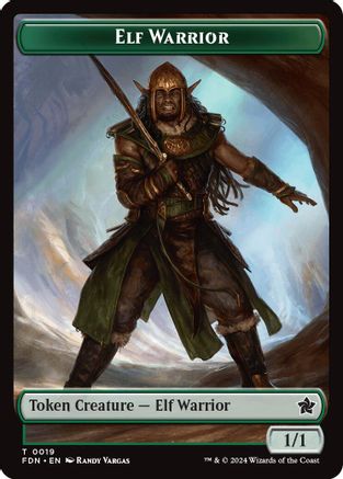 Elf Warrior // Raccoon Doubled-Sided Token (FDN-19 // 20) (Foil)