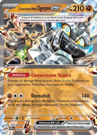 Cornerstone Mask Ogerpon ex (PRE-058) (Holofoil)