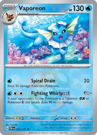 Vaporeon (Master Ball Pattern) (PRE-022) (Holofoil)