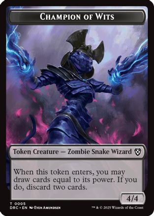 Champion of Wits // Zombie (0003) Double-Sided Token (DRC-5 // 3) (Foil)