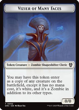 Vizier of Many Faces // Zombie (0003) Double-Sided Token (DRC-2 // 3)