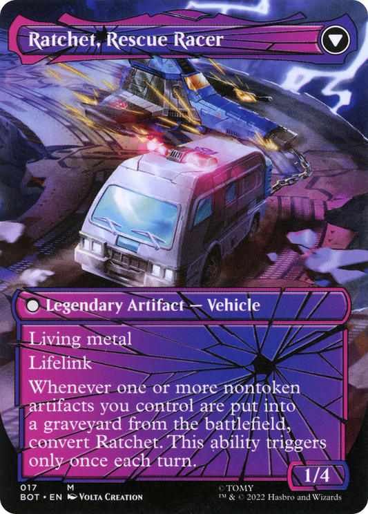 Ratchet, Field Medic // Ratchet, Rescue Racer (BOT-017) (Shattered Glass) (Borderless)
