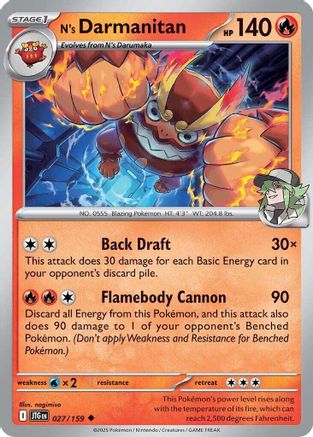 N's Darmanitan (JTG-027) (Reverse Holofoil)