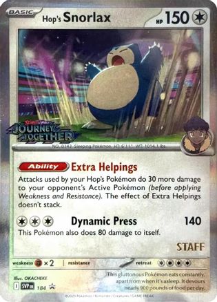 Hop's Snorlax (Prerelease - Staff) (SVP-184) (Holofoil)