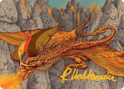 Magmatic Hellkite Art Card (34/54) (Gold-Stamped Signature) (AATDM-034)