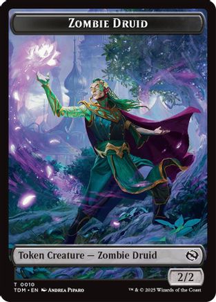 Zombie Druid // Treasure Double-Sided Token (TDM-10 // 16) (Foil)