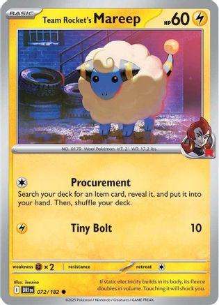 Team Rocket's Mareep (DRI-072) (Reverse Holofoil)