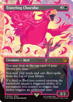 Traveling Chocobo (Borderless) (Neon Ink Pink) (FIN-511B) (Foil)