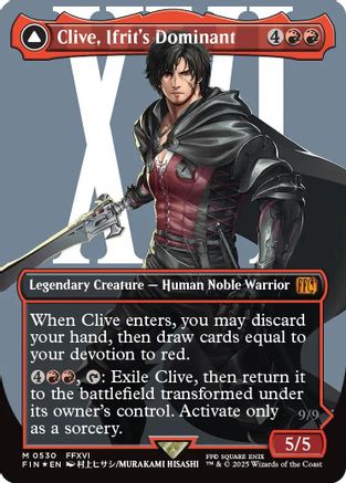Clive, Ifrit's Dominant // Ifrit, Warden of Inferno (FIN-530) (Borderless) (Surge Foil)