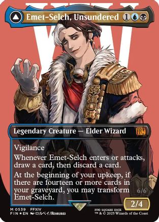 Emet-Selch, Unsundered // Hades, Sorcerer of Eld (FIN-539) (Borderless) (Surge Foil)