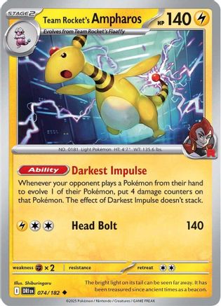 Team Rocket's Ampharos (DRI-074) (Reverse Holofoil)
