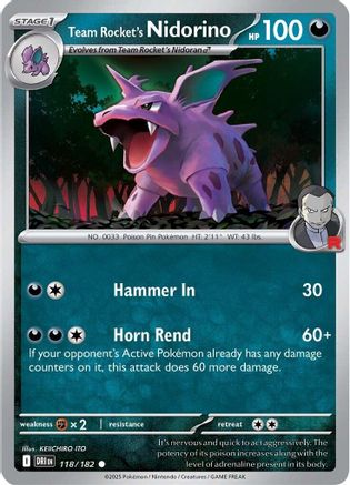 Team Rocket's Nidorino (DRI-118) (Reverse Holofoil)