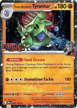Team Rocket's Tyranitar (Prerelease Staff) (DRI-096) (Holofoil)