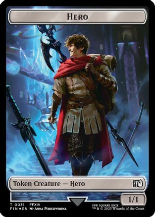 Hero (0031) // Wizard (0035) Double-Sided Token (Surge Foil) (FIN-31 // 35)