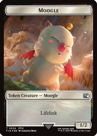 Moogle (0034) // Treasure (0036) Double-Sided Token (Surge Foil) (FIN-34 // 36)