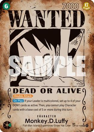 Monkey.D.Luffy (118) (Wanted Poster) (OP13-118) (Foil)