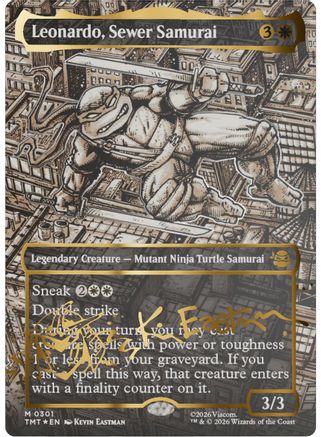 Leonardo, Sewer Samurai (Borderless) (Gold-Stamped Signature) (TMT-301) (Foil)
