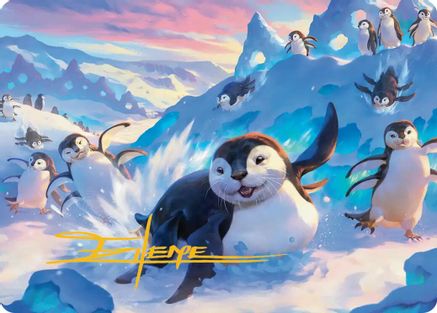 Otter-Penguin Art Card (Gold-Stamped Signature) (ASTLA-004)