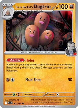 Team Rocket's Dugtrio (ASC-101) (Reverse Holofoil)